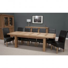Bordeaux Grand Extending Dining Table And 8 Leather Chairs